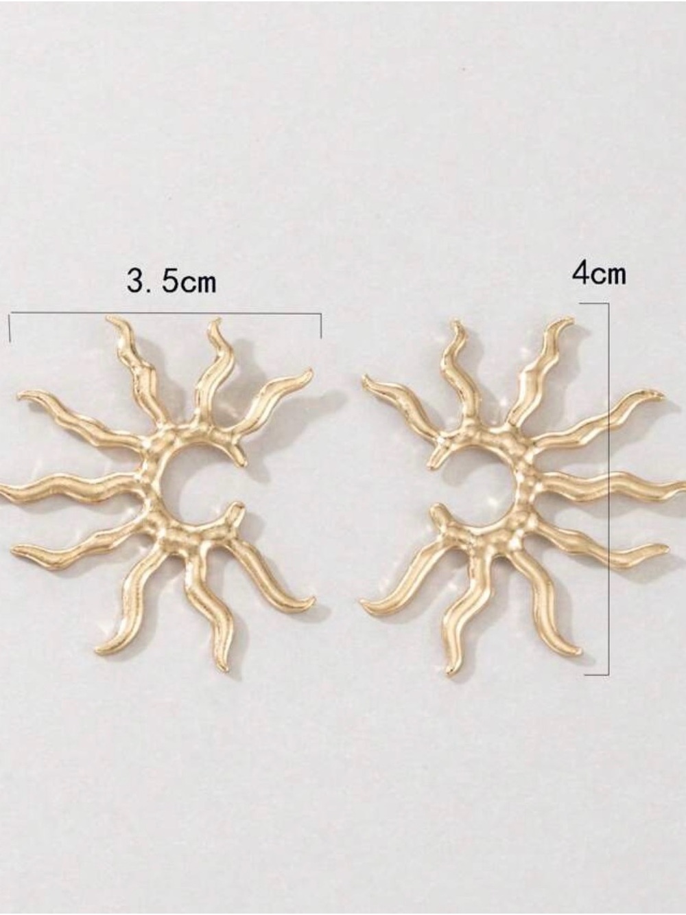Gold Sunburst Hoop Earrings with Black Center - Picture 5 of 6